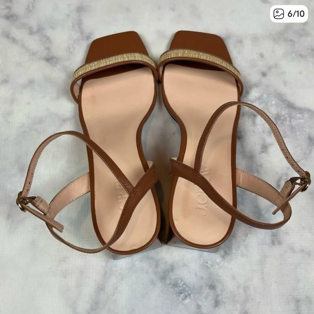 J. Crew Layne Cognac Brown Block Heel Sandal - 10.5 - Picture 5 of 9